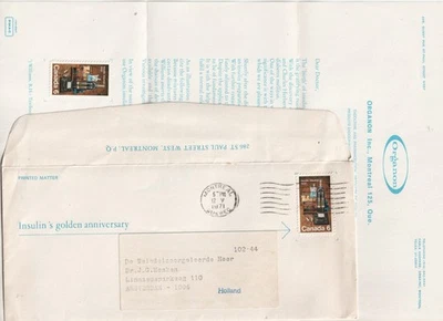 Canadá 1971 Dear Doctor carta Organon INSULINA medicina para la diabetes a Holanda Foto 1 de 2