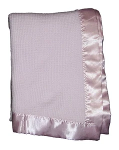 Bright Future PINK Thermo Satin Trim Babydecke Waffelmuster Sicherheit - Bild 1 von 3