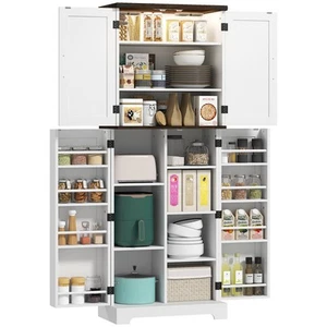 HOMCOM 64" Kitchen Pantry Storage Cabinet with Motion Sensor Light - Picture 1 of 11