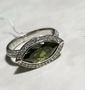 Suzy Levine Sterling silver marquise Green east to west ring eye evil - Picture 1 of 9