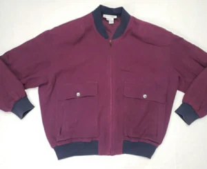 VTG Nancy Heller Saks 5th Avenue Women’s Bomber Jacket Silk Large Burgandy EUC - Picture 1 of 9