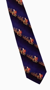Corbata de Navidad Papá Noel y Reno Volando en Cielo Nocturno Sueño de Papá Noel Corbata de Seda - Imagen 1 de 2