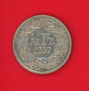 SWITZERLAND 1/2 FRANC 1937 B KM # 23 VF+. - Picture 1 of 4