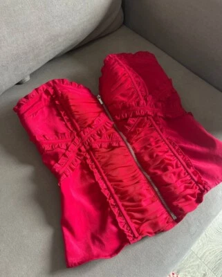 Sexy Corsé de Seda Y2K Bebe Top Acanalado Volantes Cremallera Bustier S De Colección Raro Foto 1 de 4