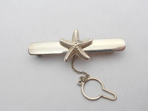 starfish: 925 Silver Tie Clip - Echinoderm - Ceremony - Sea - - Picture 1 of 4