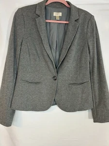 Ann TaylorLOFT Blazer Jacket Women's Knit size Medium Gray Single Button Stretch - Picture 1 of 5