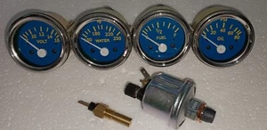 Gauges 52 mm Kit Electrical Water Temp+Oil+Fuel+Volt + 2 Sensor Units  - Picture 1 of 3