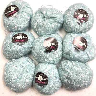 Scheepjes Yarn Cotton Mohair Pastel Aqua 9 Skein Lot @ 50g New Vintage Holland - Image 1 of 4