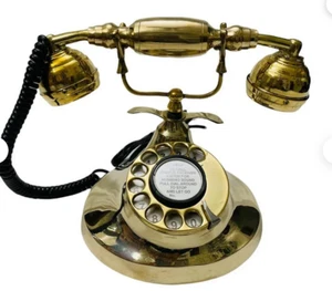 Solid Brass French Working Victorian Style Rotary Dial Phone Telephone Handmade - Picture 1 of 4