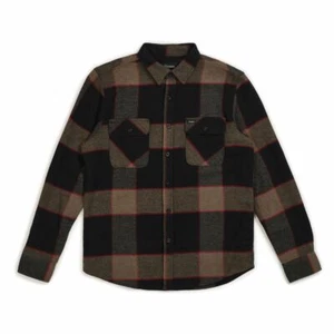 Brixton Bowery Flannel Long Sleeve Shirt Heather Grey Charcoal - Picture 1 of 1