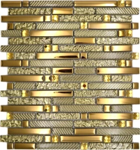 Rivestimento Muro Oro Decorazione Murale Cucina Parete Mosaico 86-0107_F 10 - Foto 1 di 11
