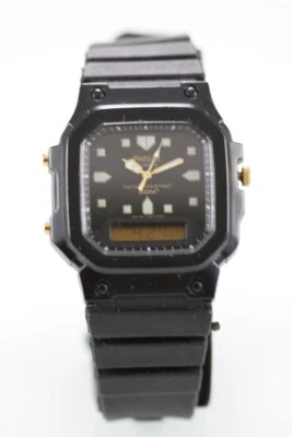 Кварцевые мужские часы Phasar с черным пластиковым аккумулятором водонепроницаемые 50 м будильник хрон дата - Изображение 1 из 4