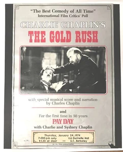Charlie Chaplin "The Gold Rush" & "Pay Day" Movie Poster ~ U.C. Berkeley ~ 1973 - Picture 1 of 1