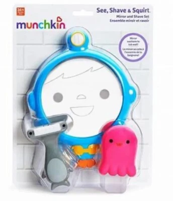 Munchkin See, Shave and Squirt 镜子套装 儿童 洗澡玩具 全新/密封 — 第 1/2 张图片