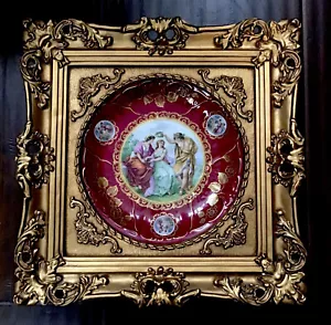 Vintage Deutscher Mitterteich Bavaria Porzellan Portrait vergoldeter Teller Ormolu Rahmen - Bild 1 von 6