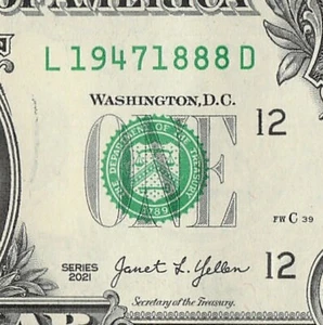 1947 1888 Tombstone Fancy Serial Number Date Note One Dollar Bill Year Span - Picture 1 of 11