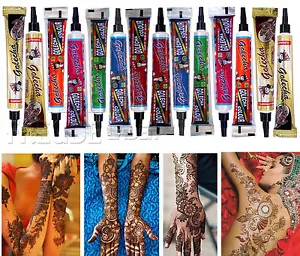 14x Golecha Henna Tuben für Mehndi Tattoo - 7 Farben Mix - kein PPD, 350g - Bild 1 von 12