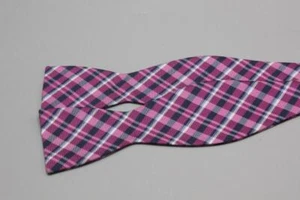 COUNTESS MARA Adjustable Silk Bow Tie. Magenta and Blue Plaid. - Picture 1 of 3