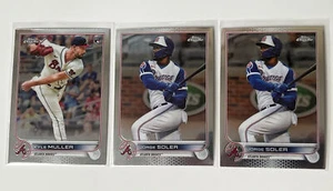 3 Atlanta Braves 2022 Topps Chrome Cards Kyle Muller RC, Jorge Soler MLB - Picture 1 of 1