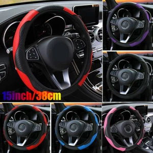 1X Microfiber Leather Steering Wheel Cover Anti-slip Breathable Protector Covers - Picture 1 of 22