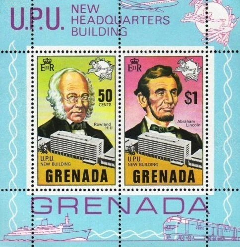 Granada 1970 - UPU Lincoln - Hoja de estampillas de recuerdo - Scott #386A - MNH Foto 1 de 1