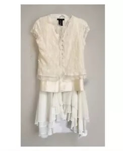 Vintage Tee Flapper Stil zweiteiliges Rock Set Spitze elfenbein Größe 8/10 asymmetrisch - Bild 1 von 10
