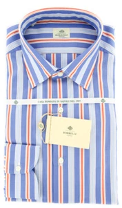 Luigi Borrelli Blue, Red and Orange Striped Shirt 15.75/40 - Picture 1 of 4