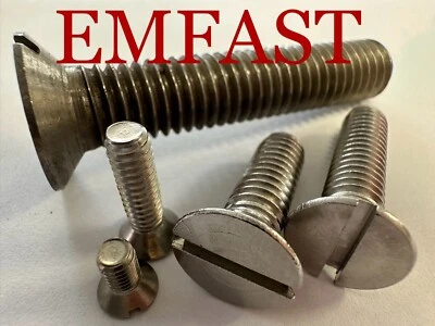 EMFAST 3/16 5/16 1/2 3/8 BSW countersunk slotted machine screws stainless steel slot