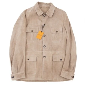 Rifugio Napoli Unlined Lightweight Nappa Suede Leather Safari Jacket L Eu52 NWT - Picture 1 of 8