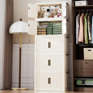 Stackable Storage Bins Collapsible Plastic Storage Bins for Clothes Books Towels - Picture 1 of 11
