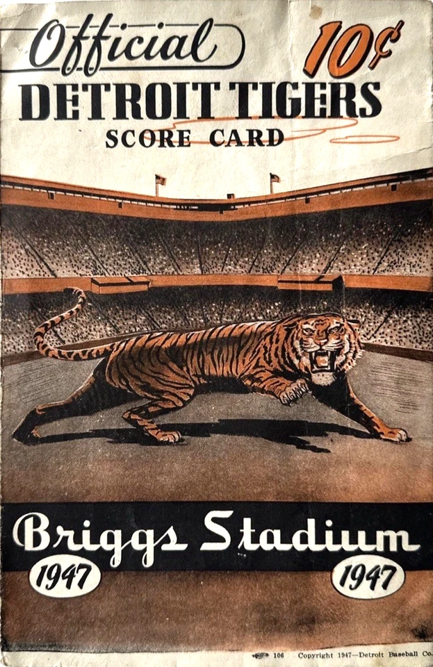 1947 Official DETROIT TIGERS SCORE CARD-BRIGGS STADIUM -RARE! - Image 1 of 4