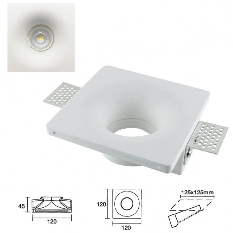 Portafaretto incasso gesso scomparsa quadrato 125x125 supporto faretti LED GS05