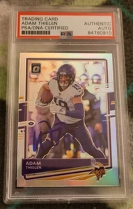 Adam Thielen signed 2020 Donruss Optic Prizm Football Card IP auto PSA Vikings - Picture 1 of 3