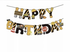 Construction Happy BirthdayBanner Kids Boys Party Garland Bunting Decoration - Picture 1 of 3