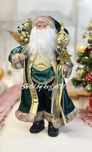 22” Standing Dual Color Sequence Green/Gold Santa Claus Christmas Faux Fur Trim - Picture 1 of 8