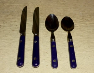 Posate inox marca GIBSON 4 pezzi MANICI BLU. - Foto 1 di 2