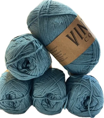 Vintage Cotton Blend DK Yarn for Knitting/Crochet 5 x 100 grams V57 Turquoise - Image 1 of 4