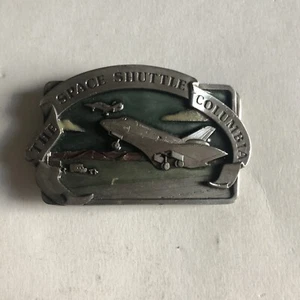 1982 Brass Belt Buckle Space Shuttle Columbia ,Bergamot Brassworks - Picture 1 of 4