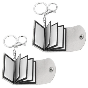 2Pcs Personalized Leather Mini Photo Album Keychain with 10 Pictures, Grey - Picture 1 of 6