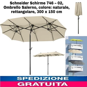 Ombrello Salerno, colore: naturale, rettangolare, 300x150 Cm Balconi E Giardino - Foto 1 di 12