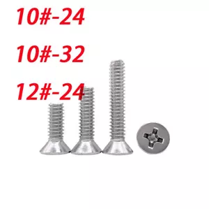 10#-24 10#-32 12#-24 UNC 304 A2 Cross drive Philips Cabeza Plana Máquina Tornillo - Imagen 1 de 3