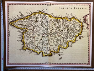 Antique Historic Vintage Old Colour Poster Map of Corsica 1600s REPRINT Blaeu - Picture 1 of 10