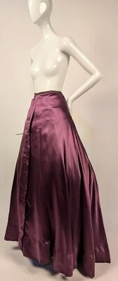 FALDA LARGA SATINADA SEDA PÚRPURA EDUARDIANA RICA + REAL  Foto 1 de 4