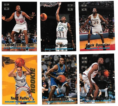 Lot of 6 1996-97 Stadium Club Rookies Wright Walker Dampier Fuller Delk McCarty - Image 1 of 2