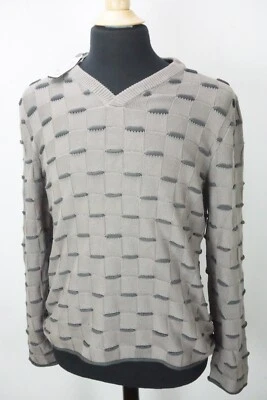 Suéter Giorgio Armani Etiqueta Negra Gris Tejido a Cuadros Algodón Talla 48 NUEVO Foto 1 de 4