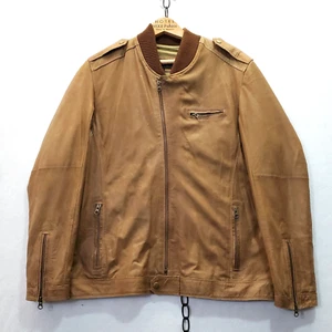 Genuine Argentine Light Brown Mens Leather Zip Jacket XL - Picture 1 of 16