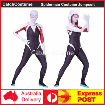 Spider-Man Into the Spider-Verse Gwen Stacy Costume Adult Women Cosplay Jumpsuit - Image 1 of 4