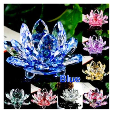 Large Crystal Lotus Flower Ornament – All Colours Crystocraft Home Decor Gift — 第 1/3 张图片