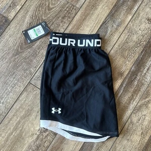 Under Armour Girls' Youth Large Black UA Play Up Solid Shorts BLACK UA WHITE NEW - Picture 1 of 5