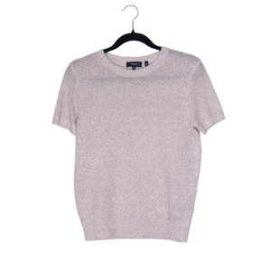 THEORY Leinen Kaschmir Basic Tee hellbraun Flachs Kurzarm Strick Oberteil Damen S - Bild 1 von 12